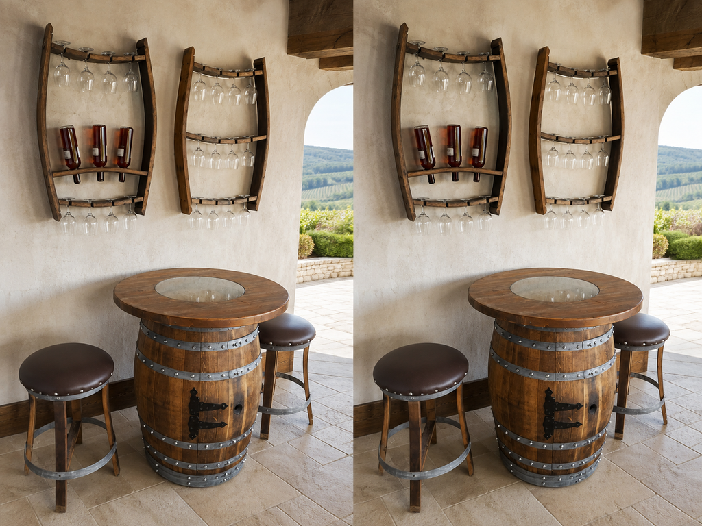 Wine Barrel Designs 4-Person Counter Height Barrel Bar Set