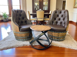Barrel Hoop Table - Wine/Whiskey/Bourbon Barrel Table - Unique Center or Side Table - Rustic Handmade Home Decor Obarrel.com