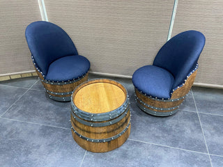 2-Chair Half-Barrel Table Set - Oak Wood Wine Barrels. wine barrel coffee table barrel glass top wine barrel glass top whiskey barrel glass top bourbon barrel glass top barrel coffee table barrel wine rack wine barrel table whiskey barrel whiskey barrel table wine barrel handma