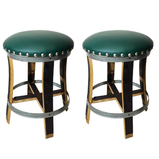 2 Pack x Barrel Stave Bar Stool Green - Oak Wood Wine Barrels. wine barrel coffee table barrel glass top wine barrel glass top whiskey barrel glass top bourbon barrel glass top barrel coffee table barrel wine rack wine barrel table whiskey barrel whiskey barrel table wine barrel handma