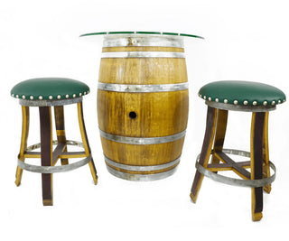 2 Pack x Barrel Stave Bar Stool Green - Oak Wood Wine Barrels. wine barrel coffee table barrel glass top wine barrel glass top whiskey barrel glass top bourbon barrel glass top barrel coffee table barrel wine rack wine barrel table whiskey barrel whiskey barrel table wine barrel handma