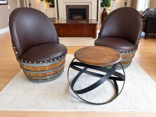 Barrel Hoop Table - Wine/Whiskey/Bourbon Barrel Table - Unique Center or Side Table - Rustic Handmade Home Decor Obarrel.com
