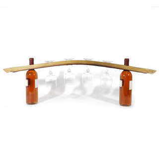 4-Glass Bridge Display - Oak Wood Wine Barrels. wine barrel coffee table barrel glass top wine barrel glass top whiskey barrel glass top bourbon barrel glass top barrel coffee table barrel wine rack wine barrel table whiskey barrel whiskey barrel table wine barrel handma