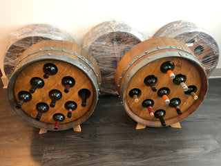 9-Bottle Wine Barrel Display - Oak Wood Wine Barrels. wine barrel coffee table barrel glass top wine barrel glass top whiskey barrel glass top bourbon barrel glass top barrel coffee table barrel wine rack wine barrel table whiskey barrel whiskey barrel table wine barrel handma