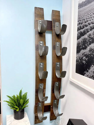 Wine Barrel Stave 5-Bottle Holder - Wall Mount Wine Rack - Rustic Wine Barrel Decor - Unique Wine Storage Obarrel.com