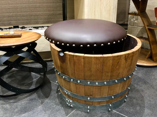 Deluxe Oak Barrel Planters (Indoor/Outdoor) - Whiskey Barrel Decor - Wine Barrel Decor - Bourbon Barrel Planters + Free Ottoman Conversion! Obarrel.com