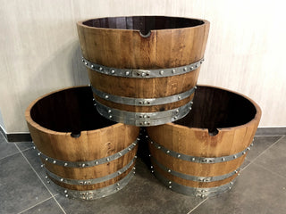 2-Pack x Wine Barrel Indoor Outdoor Planter - Whiskey Barrel Table Modern Decor - Wine Barrel - Bourbon Barrel Planters Obarrel.com
