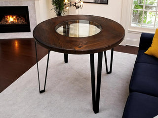 Modern Steel Table - Handcrafted Barrel Wine & Whiskey Table - Bourbon Bar Decor - Unique Home Furniture Obarrel.com