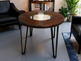 Modern Steel Table - Handcrafted Barrel Wine & Whiskey Table - Bourbon Bar Decor - Unique Home Furniture Obarrel.com