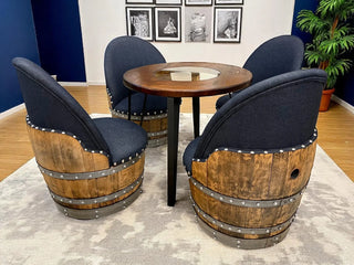 Modern Steel Table - Handcrafted Barrel Wine & Whiskey Table - Bourbon Bar Decor - Unique Home Furniture Obarrel.com