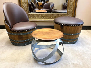 Barrel Hoop Table - Wine/Whiskey/Bourbon Barrel Table - Unique Center or Side Table - Rustic Handmade Home Decor Obarrel.com