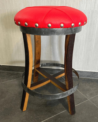 Barrel Stave Bar Stool Red (Limited Colorway) - Oak Wood Wine Barrels. wine barrel coffee table barrel glass top wine barrel glass top whiskey barrel glass top bourbon barrel glass top barrel coffee table barrel wine rack wine barrel table whiskey barrel whiskey barrel table wine barrel handma