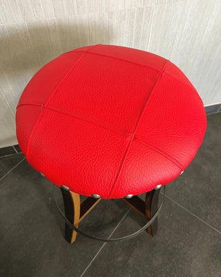 Barrel Stave Bar Stool Red (Limited Colorway) - Oak Wood Wine Barrels. wine barrel coffee table barrel glass top wine barrel glass top whiskey barrel glass top bourbon barrel glass top barrel coffee table barrel wine rack wine barrel table whiskey barrel whiskey barrel table wine barrel handma
