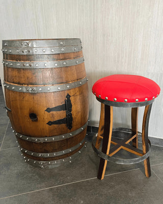 Barrel Stave Bar Stool Red (Limited Colorway) - Oak Wood Wine Barrels. wine barrel coffee table barrel glass top wine barrel glass top whiskey barrel glass top bourbon barrel glass top barrel coffee table barrel wine rack wine barrel table whiskey barrel whiskey barrel table wine barrel handma