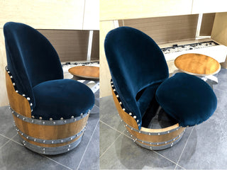 Blue Velvet Wine Barrel Chair - Oak Wood Wine Barrels. wine barrel coffee table barrel glass top wine barrel glass top whiskey barrel glass top bourbon barrel glass top barrel coffee table barrel wine rack wine barrel table whiskey barrel whiskey barrel table wine barrel handma