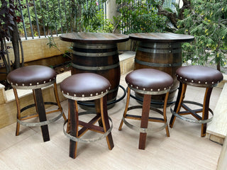 Double Barrel Bistro Bar Set - Oak Wood Wine Barrels