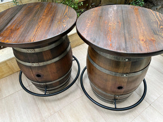 Double Barrel Bistro Bar Set - Oak Wood Wine Barrels