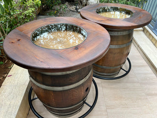 Double Barrel Bistro Bar Set - Oak Wood Wine Barrels