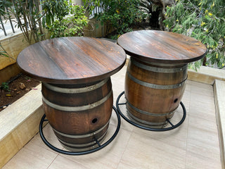 Double Barrel Bistro Bar Set - Oak Wood Wine Barrels