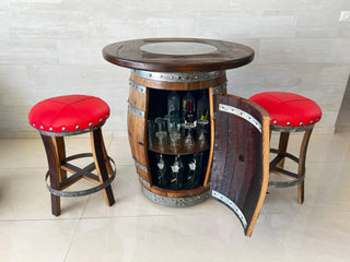 Full Multi-Use Bar Set - Limited Bar Stool Colorways - Oak Wood Wine Barrels. wine barrel coffee table barrel glass top wine barrel glass top whiskey barrel glass top bourbon barrel glass top barrel coffee table barrel wine rack wine barrel table whiskey barrel whiskey barrel table wine barrel handma