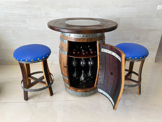 Full Multi-Use Bar Set - Limited Bar Stool Colorways - Oak Wood Wine Barrels. wine barrel coffee table barrel glass top wine barrel glass top whiskey barrel glass top bourbon barrel glass top barrel coffee table barrel wine rack wine barrel table whiskey barrel whiskey barrel table wine barrel handma