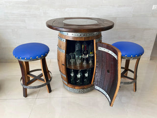 Full Multi-Use Bar Set - Limited Bar Stool Colorways - Oak Wood Wine Barrels. wine barrel coffee table barrel glass top wine barrel glass top whiskey barrel glass top bourbon barrel glass top barrel coffee table barrel wine rack wine barrel table whiskey barrel whiskey barrel table wine barrel handma