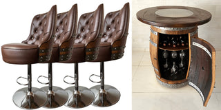 Luxury Full Multi-Use Bar Set - Oak Wood Wine Barrels. wine barrel coffee table barrel glass top wine barrel glass top whiskey barrel glass top bourbon barrel glass top barrel coffee table barrel wine rack wine barrel table whiskey barrel whiskey barrel table wine barrel handma