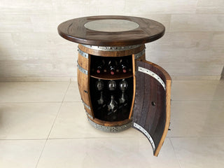 Luxury Full Multi-Use Bar Set - Oak Wood Wine Barrels. wine barrel coffee table barrel glass top wine barrel glass top whiskey barrel glass top bourbon barrel glass top barrel coffee table barrel wine rack wine barrel table whiskey barrel whiskey barrel table wine barrel handma