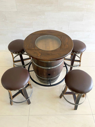 Wine Barrel Bistro Set - Oak Wood Wine Barrels. wine barrel coffee table barrel glass top wine barrel glass top whiskey barrel glass top bourbon barrel glass top barrel coffee table barrel wine rack wine barrel table whiskey barrel whiskey barrel table wine barrel handma