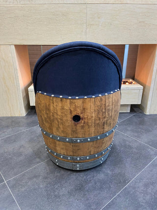 Wine Barrel Chair Blue Denim (Limited Colorway) - Oak Wood Wine Barrels. wine barrel coffee table barrel glass top wine barrel glass top whiskey barrel glass top bourbon barrel glass top barrel coffee table barrel wine rack wine barrel table whiskey barrel whiskey barrel table wine barrel handma