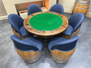 Wine Barrel Chair Blue Denim (Limited Colorway) - Oak Wood Wine Barrels. wine barrel coffee table barrel glass top wine barrel glass top whiskey barrel glass top bourbon barrel glass top barrel coffee table barrel wine rack wine barrel table whiskey barrel whiskey barrel table wine barrel handma