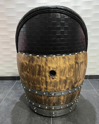 Wine Barrel Chair Checkered Black (Limited Colorway) - Oak Wood Wine Barrels. wine barrel coffee table barrel glass top wine barrel glass top whiskey barrel glass top bourbon barrel glass top barrel coffee table barrel wine rack wine barrel table whiskey barrel whiskey barrel table wine barrel handma