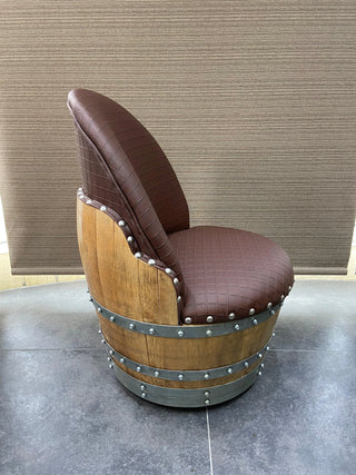 Wine Barrel Chair Checkered Brown (Limited Colorway) - Oak Wood Wine Barrels. wine barrel coffee table barrel glass top wine barrel glass top whiskey barrel glass top bourbon barrel glass top barrel coffee table barrel wine rack wine barrel table whiskey barrel whiskey barrel table wine barrel handma