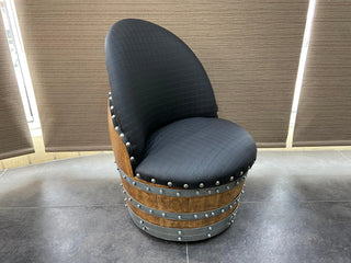 Wine Barrel Chair Checkered Gray (Limited Colorway) - Oak Wood Wine Barrels. wine barrel coffee table barrel glass top wine barrel glass top whiskey barrel glass top bourbon barrel glass top barrel coffee table barrel wine rack wine barrel table whiskey barrel whiskey barrel table wine barrel handma