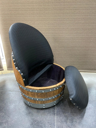Wine Barrel Chair Checkered Gray (Limited Colorway) - Oak Wood Wine Barrels. wine barrel coffee table barrel glass top wine barrel glass top whiskey barrel glass top bourbon barrel glass top barrel coffee table barrel wine rack wine barrel table whiskey barrel whiskey barrel table wine barrel handma