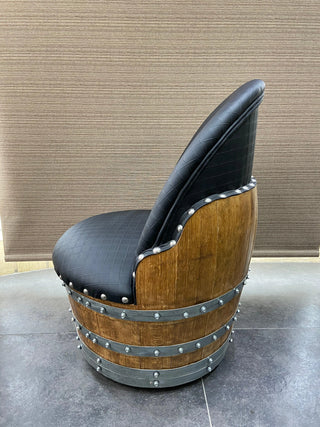 Wine Barrel Chair Checkered Gray (Limited Colorway) - Oak Wood Wine Barrels. wine barrel coffee table barrel glass top wine barrel glass top whiskey barrel glass top bourbon barrel glass top barrel coffee table barrel wine rack wine barrel table whiskey barrel whiskey barrel table wine barrel handma