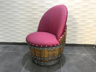 Wine Barrel Chair Deep Burgundy (Limited Colorway) - Oak Wood Wine Barrels. wine barrel coffee table barrel glass top wine barrel glass top whiskey barrel glass top bourbon barrel glass top barrel coffee table barrel wine rack wine barrel table whiskey barrel whiskey barrel table wine barrel handma