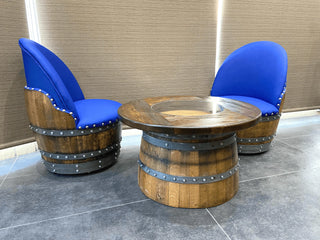 Wine Barrel Chair Sea Blue (Limited Colorway) - Oak Wood Wine Barrels. wine barrel coffee table barrel glass top wine barrel glass top whiskey barrel glass top bourbon barrel glass top barrel coffee table barrel wine rack wine barrel table whiskey barrel whiskey barrel table wine barrel handma