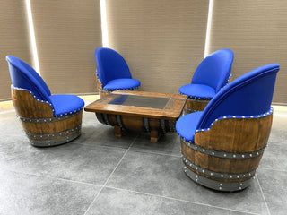 Wine Barrel Chair Sea Blue (Limited Colorway) - Oak Wood Wine Barrels. wine barrel coffee table barrel glass top wine barrel glass top whiskey barrel glass top bourbon barrel glass top barrel coffee table barrel wine rack wine barrel table whiskey barrel whiskey barrel table wine barrel handma