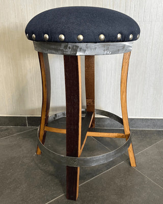 Wine Barrel Stave Bar Stool - Blue Denim (Limited Colorway) - Oak Wood Wine Barrels. wine barrel coffee table barrel glass top wine barrel glass top whiskey barrel glass top bourbon barrel glass top barrel coffee table barrel wine rack wine barrel table whiskey barrel whiskey barrel table wine barrel handma