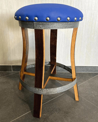 Wine Barrel Stave Bar Stool - Sea Blue (Limited Colorway) - Oak Wood Wine Barrels. wine barrel coffee table barrel glass top wine barrel glass top whiskey barrel glass top bourbon barrel glass top barrel coffee table barrel wine rack wine barrel table whiskey barrel whiskey barrel table wine barrel handma