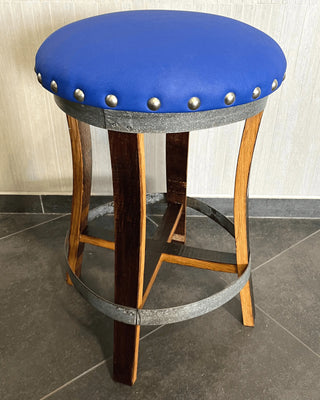 Wine Barrel Stave Bar Stool - Sea Blue (Limited Colorway) - Oak Wood Wine Barrels. wine barrel coffee table barrel glass top wine barrel glass top whiskey barrel glass top bourbon barrel glass top barrel coffee table barrel wine rack wine barrel table whiskey barrel whiskey barrel table wine barrel handma