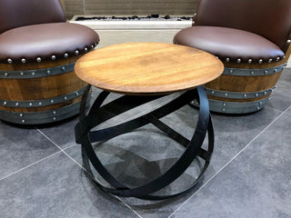2-Chair Hoop Table Set - Oak Wood Wine Barrels. wine barrel coffee table barrel glass top wine barrel glass top whiskey barrel glass top bourbon barrel glass top barrel coffee table barrel wine rack wine barrel table whiskey barrel whiskey barrel table wine barrel handma