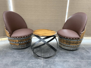 2-Chair Hoop Table Set - Oak Wood Wine Barrels. wine barrel coffee table barrel glass top wine barrel glass top whiskey barrel glass top bourbon barrel glass top barrel coffee table barrel wine rack wine barrel table whiskey barrel whiskey barrel table wine barrel handma