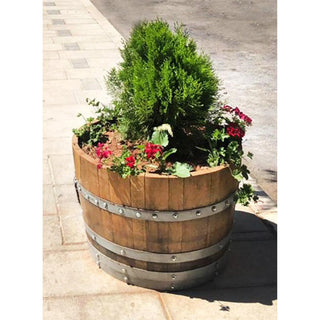 2 Pack x Half-Wine Barrel Chest/Planter - Oak Wood Wine Barrels. wine barrel coffee table barrel glass top wine barrel glass top whiskey barrel glass top bourbon barrel glass top barrel coffee table barrel wine rack wine barrel table whiskey barrel whiskey barrel table wine barrel handma
