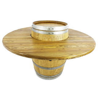 6-Chair Barrel Dining Set - Oak Wood Wine Barrels. wine barrel coffee table barrel glass top wine barrel glass top whiskey barrel glass top bourbon barrel glass top barrel coffee table barrel wine rack wine barrel table whiskey barrel whiskey barrel table wine barrel handma