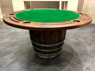 6-Chair Barrel Game Set (With Dining Top Option) - Oak Wood Wine Barrels. wine barrel coffee table barrel glass top wine barrel glass top whiskey barrel glass top bourbon barrel glass top barrel coffee table barrel wine rack wine barrel table whiskey barrel whiskey barrel table wine barrel handma
