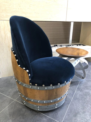 Blue Velvet Wine Barrel Chair - Oak Wood Wine Barrels. wine barrel coffee table barrel glass top wine barrel glass top whiskey barrel glass top bourbon barrel glass top barrel coffee table barrel wine rack wine barrel table whiskey barrel whiskey barrel table wine barrel handma