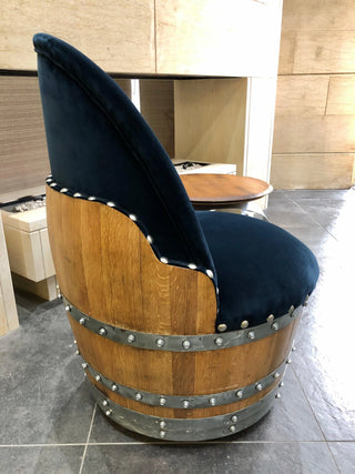 Blue Velvet Wine Barrel Chair - Oak Wood Wine Barrels. wine barrel coffee table barrel glass top wine barrel glass top whiskey barrel glass top bourbon barrel glass top barrel coffee table barrel wine rack wine barrel table whiskey barrel whiskey barrel table wine barrel handma