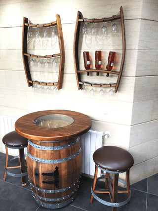 Full Home Bar Set #2 - Oak Wood Wine Barrels. wine barrel coffee table barrel glass top wine barrel glass top whiskey barrel glass top bourbon barrel glass top barrel coffee table barrel wine rack wine barrel table whiskey barrel whiskey barrel table wine barrel handma